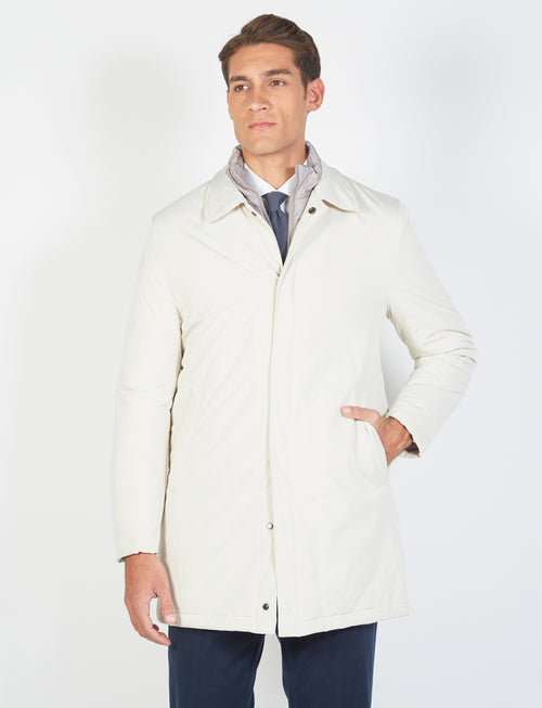 Trench coat with bib in technical fabric 