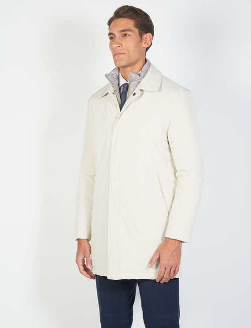 Trench coat with bib in technical fabric 