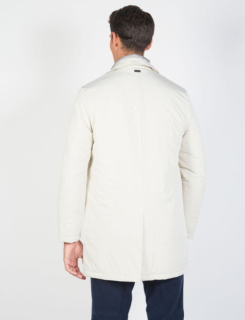 Trench coat with bib in technical fabric 