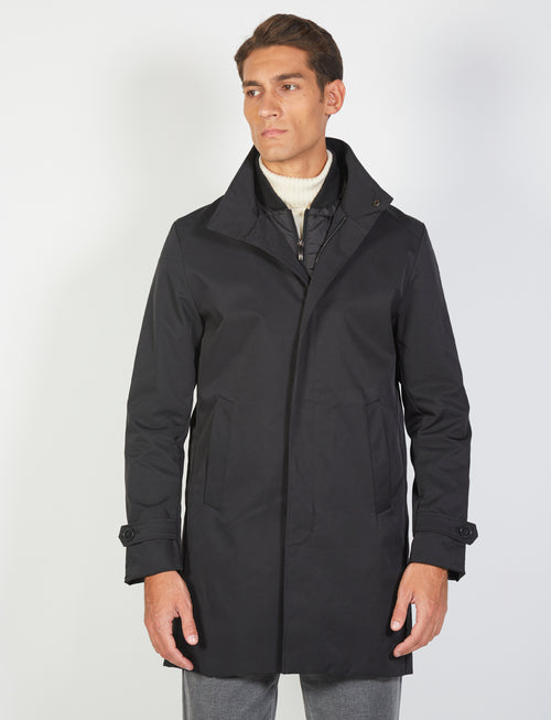 Coat with bib in technical fabric 