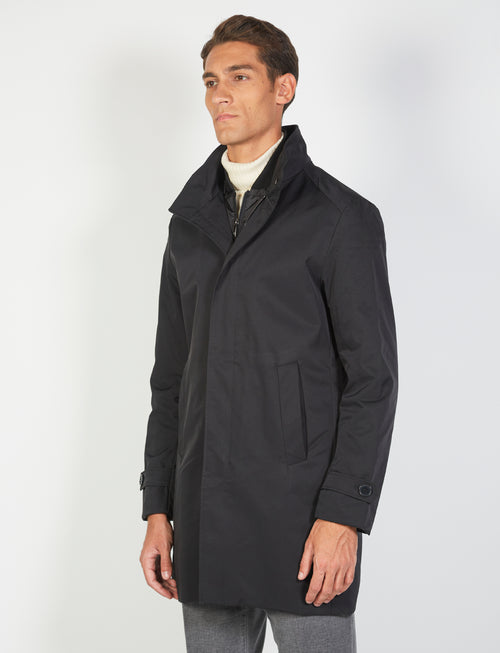 Coat with bib in technical fabric 