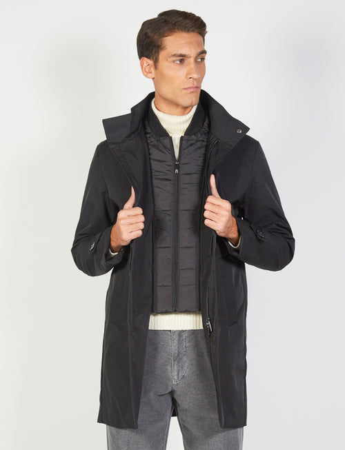 Coat with bib in technical fabric 