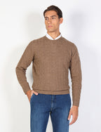 Maglia girocollo con trecce in lambswool