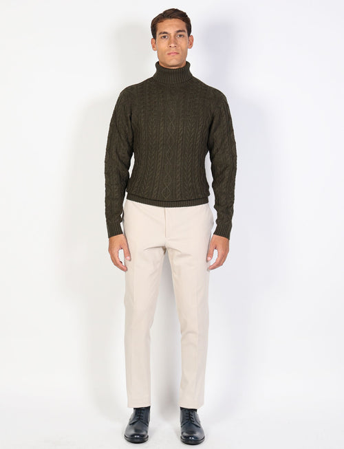 Wool turtleneck with diamonds and braids 