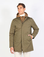 Parka with bib in technical fabric 