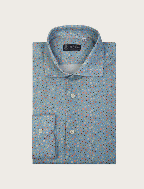 Camicia fantasia a fiori in cotone stretch