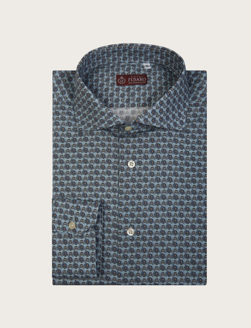 Camicia fantasia geometrica in cotone stretch