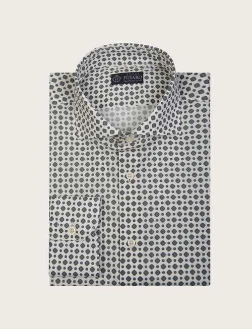 Camicia fantasia geometrica in cotone stretch