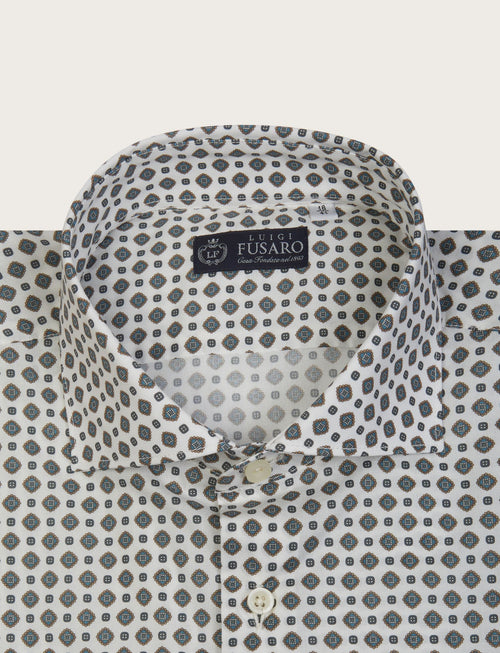 Camicia fantasia geometrica in cotone stretch