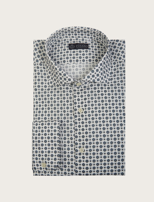 Camicia fantasia geometrica in cotone stretch