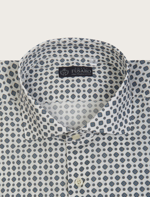 Camicia fantasia geometrica in cotone stretch