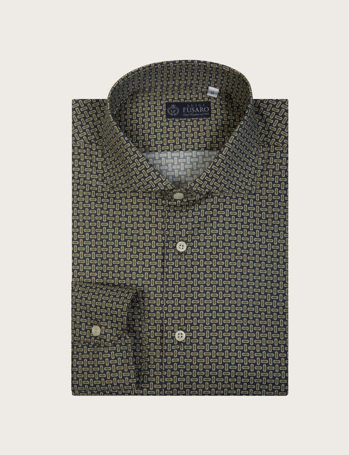 Camicia motivo geometrico in cotone stretch