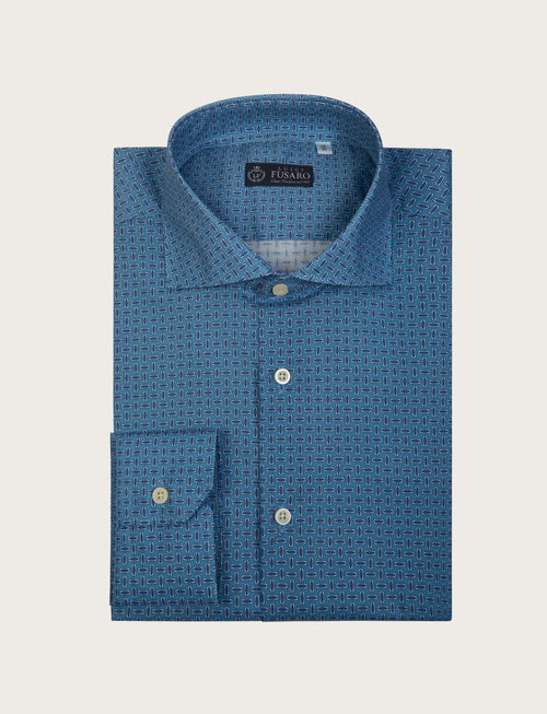 Camicia motivo geometrico in cotone stretch