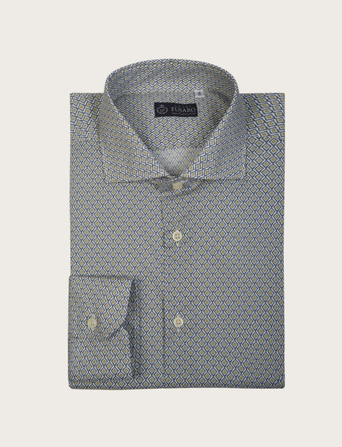 Stretch cotton geometric pattern shirt 