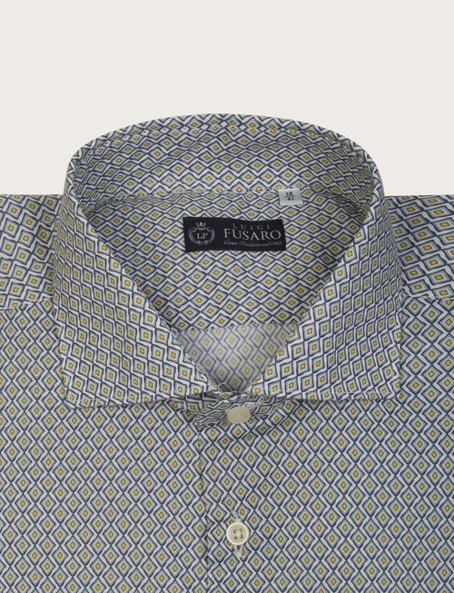 Camicia motivo geometrico in cotone stretch