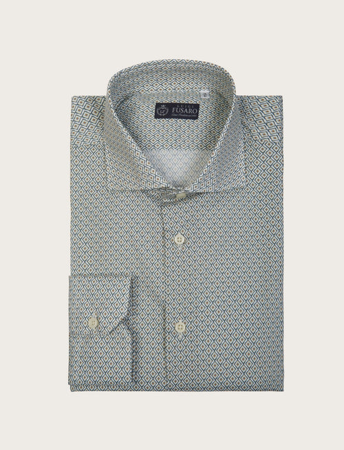 Camicia motivo geometrico in cotone stretch