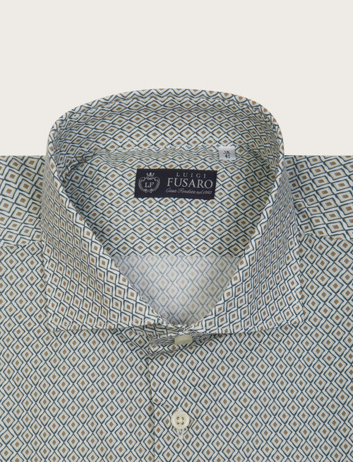 Camicia motivo geometrico in cotone stretch