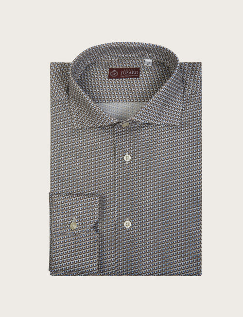 Camicia motivi geometrici in cotone stretch