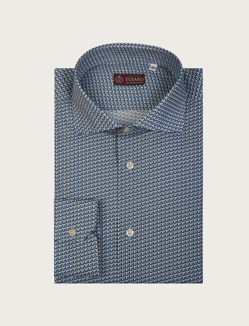 Camicia motivi geometrici in cotone stretch