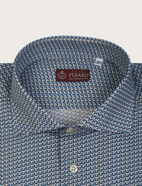 Camicia motivi geometrici in cotone stretch