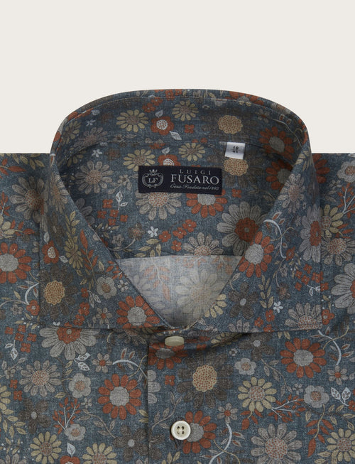 Camicia a fiori in cotone stretch