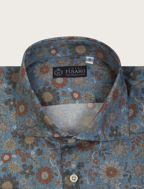 Camicia a fiori in cotone stretch