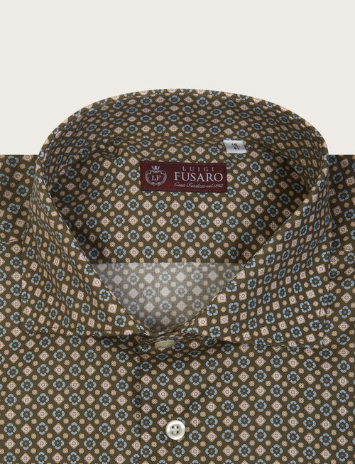 Camicia a fantasia astratta in cotone stretch