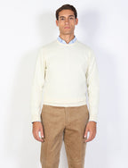 Crewneck sweater in cotton and thin wool 