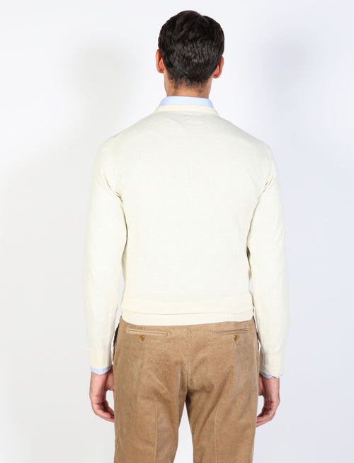 Crewneck sweater in cotton and thin wool 