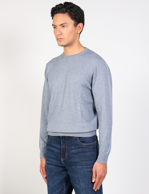 Crewneck sweater in cotton and thin wool 