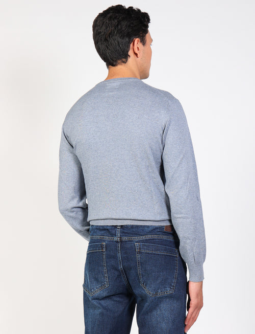 Crewneck sweater in cotton and thin wool 