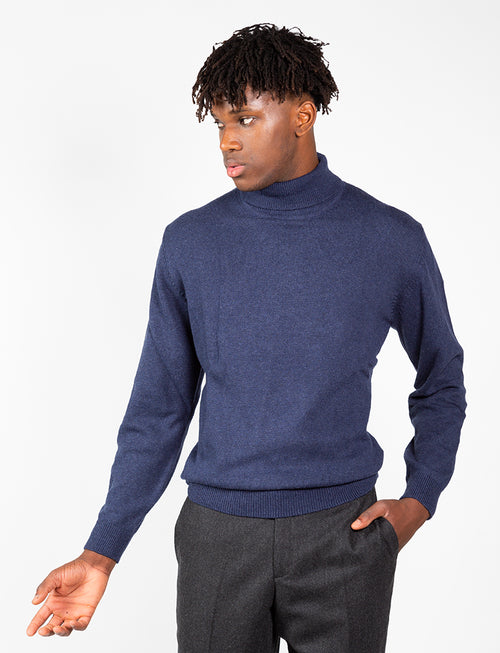 Turtleneck in cotton and wool